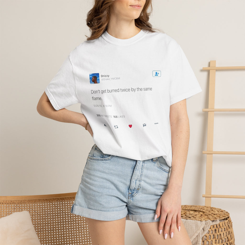 Tweet Screenshot T-Shirt “Don’t just stand there by the same flame” Social Media Graphic Tee